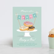 "Everyone Loves Donuts" - Children's Birthday Party Invitations in Neptune by Kerry Doyle - Front