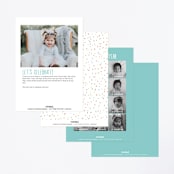 "Donut Miss The Party" - Children's Birthday Party Invitations in Blue Sky by Shiny Penny Studio - Back of Card Options