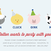 "Barnyard Crew" - Children's Birthday Party Invitations in Sky Blue by Leslie Ann Jones - Detail