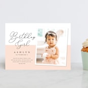 "Modern girl" - Children's Birthday Party Invitations in Blush by Stacey Meacham - Front