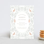 "Hop on Over II" - Children's Birthday Party Invitations in Mint by Hallie Fischer - Front