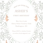 "Hop on Over II" - Children's Birthday Party Invitations in Mint by Hallie Fischer - Detail