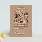 "Lumber Bears" - Children's Birthday Party Invitations in Kraft by Jennifer Wick - Front