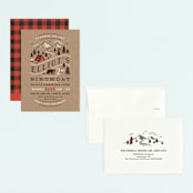 "Lumber Bears" - Children's Birthday Party Invitations in Kraft by Jennifer Wick - Assembled