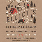 "Lumber Bears" - Children's Birthday Party Invitations in Kraft by Jennifer Wick - Detail