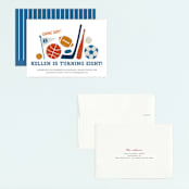 "Game Day" - Children's Birthday Party Invitations in Navy by Jessie Steury - Assembled