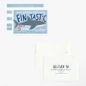 "Shark Tank" - Children's Birthday Party Invitations in Sky by Karidy Walker - Assembled