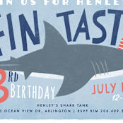 "Shark Tank" - Children's Birthday Party Invitations in Sky by Karidy Walker - Detail