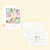 "Simply One" - Children's Birthday Party Invitations in Seafoam by Joanne James - Assembled