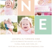 "Simply One" - Children's Birthday Party Invitations in Seafoam by Joanne James - Detail
