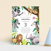 "Jungle Party" - Children's Birthday Party Invitations in Dragon Fruit by Cass Loh - Front