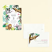 "Jungle Party" - Children's Birthday Party Invitations in Dragon Fruit by Cass Loh - Assembled