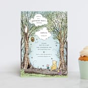"Disney's Winnie the Pooh in the Wood" - Children's Birthday Party Invitations in Sky by Becky Nimoy - Front