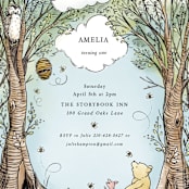 "Disney's Winnie the Pooh in the Wood" - Children's Birthday Party Invitations in Sky by Becky Nimoy - Detail