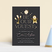 "Disney's Beauty And The Beast Be Our Guest" - Children's Birthday Party Invitations in Midnight by Erica Krystek - Front