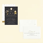 "Disney's Beauty And The Beast Be Our Guest" - Children's Birthday Party Invitations in Midnight by Erica Krystek - Assembled