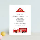 "firehouse" - Children's Birthday Party Invitations in Firetruck by Julee London - Front