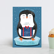 "snow much fun" - Children's Birthday Party Invitations in Navy by Kanika Mathur - Front