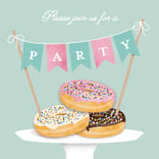 "Everyone Loves Donuts" - Children's Birthday Party Invitations in Neptune by Kerry Doyle - Detail