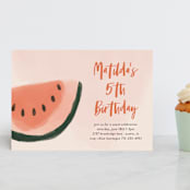 "Watermelon" - Children's Birthday Party Invitations in Punch by Morgan Kendall - Front