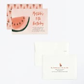 "Watermelon" - Children's Birthday Party Invitations in Punch by Morgan Kendall - Assembled