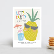 "Party like a pineapple" - Children's Birthday Party Invitations in Blue Hawaiian by Karidy Walker - Front