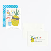 "Party like a pineapple" - Children's Birthday Party Invitations in Blue Hawaiian by Karidy Walker - Assembled