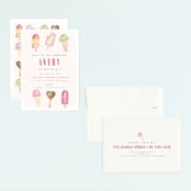 "Ice Cream Parlor" - Children's Birthday Party Invitations in Blush by Nicoletta Savod - Assembled