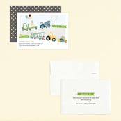 "Trucks on Parade" - Children's Birthday Party Invitations in Grass by Rebecca Bowen - Assembled