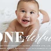 "Onederful" - Children's Birthday Party Invitations in Cloud by Susan Asbill - Detail