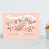 "Blooming Peonies" - Children's Birthday Party Invitations in Peach by Jennifer Wick - Front