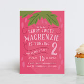 "Berry Sweet" - Children's Birthday Party Invitations in Strawberry by Laura Hankins - Front