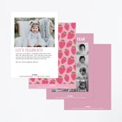 "Berry Sweet" - Children's Birthday Party Invitations in Strawberry by Laura Hankins - Back of Card Options