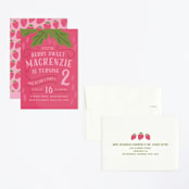 "Berry Sweet" - Children's Birthday Party Invitations in Strawberry by Laura Hankins - Assembled