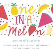 "One In A Melon" - Children's Birthday Party Invitations in Honey Drew by Bethany Anderson - Detail