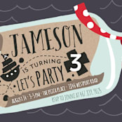 "Message In A Bottle" - Children's Birthday Party Invitations in Cherry Red by JeAnna Casper - Detail