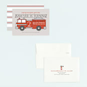 "Fire House Party" - Children's Birthday Party Invitations in Firetruck by Korry Brown - Assembled