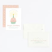 "Cupcake cutie" - Children's Birthday Party Invitations in Strawberry by Annie Holmquist - Assembled