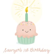 "Cupcake cutie" - Children's Birthday Party Invitations in Strawberry by Annie Holmquist - Detail