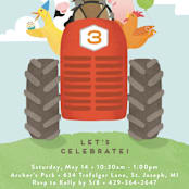"farm animal friends" - Children's Birthday Party Invitations in Robin’s Egg by Jennifer Wick - Detail