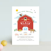 "Big Red Barn" - Children's Birthday Party Invitations in Barn by Jennifer Wick - Front