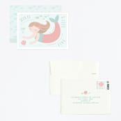 "Sweet Mermaid" - Children's Birthday Party Invitations in Coral by Angela Thompson - Assembled