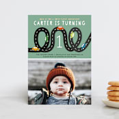 "Little Racer" - Children's Birthday Party Invitations in Grass by Jennifer Lew - Front