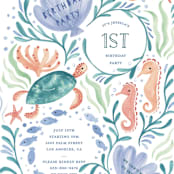 "Sea Party" - Children's Birthday Party Invitations in Lavender Waters by Sarah Knight - Detail