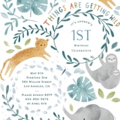 "Its getting Wild" - Children's Birthday Party Invitations in Palm by Sarah Knight - Detail