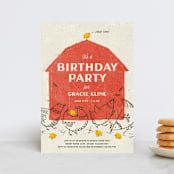 "Barnyard Parade" - Children's Birthday Party Invitations in Barn by Kimberly Morgan - Front