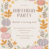 "pastel pampkins" - Children's Birthday Party Invitations in Pudding by Cass Loh - Detail