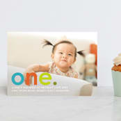 "Colorful One" - Children's Birthday Party Invitations in Teal by Denise Malacrea - Front