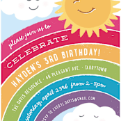 "Joyful Rainbow" - Children's Birthday Party Invitations in Rainbow by Hooray Creative - Detail