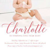 "Big Script" - Children's Birthday Party Invitations in Blush by Genna Blackburn - Detail